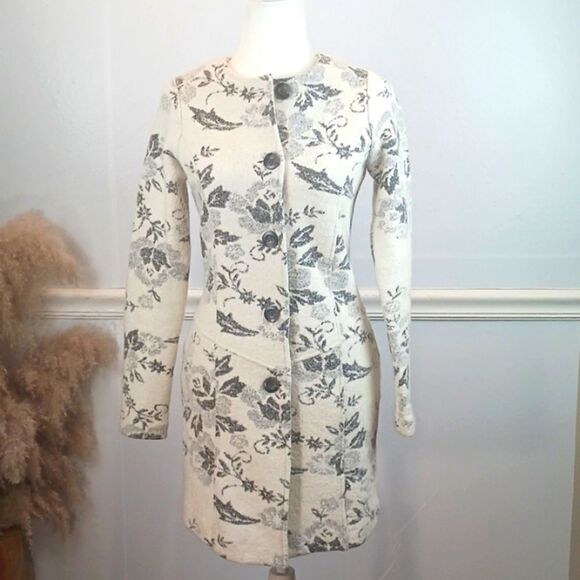 Anthropologie Lucy & Laurel floral wool-blend  jacket whimsigoth fairy sz S - Picture 3 of 11